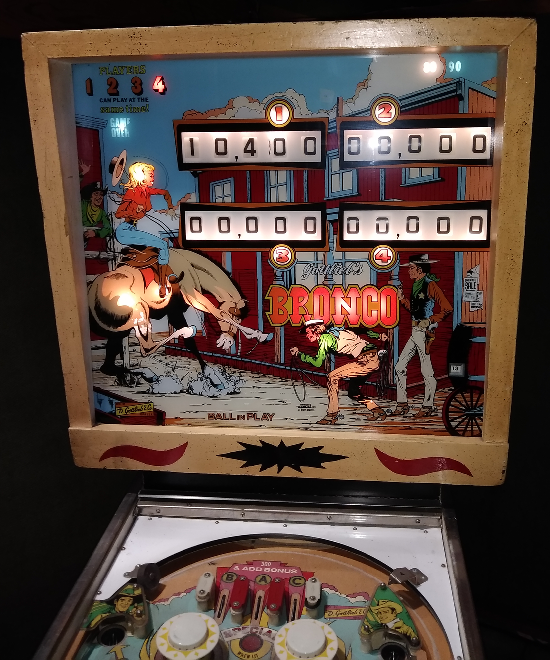 Bronco / Mustang Pinball Machine (1977) by D. Gottlieb & Co.
