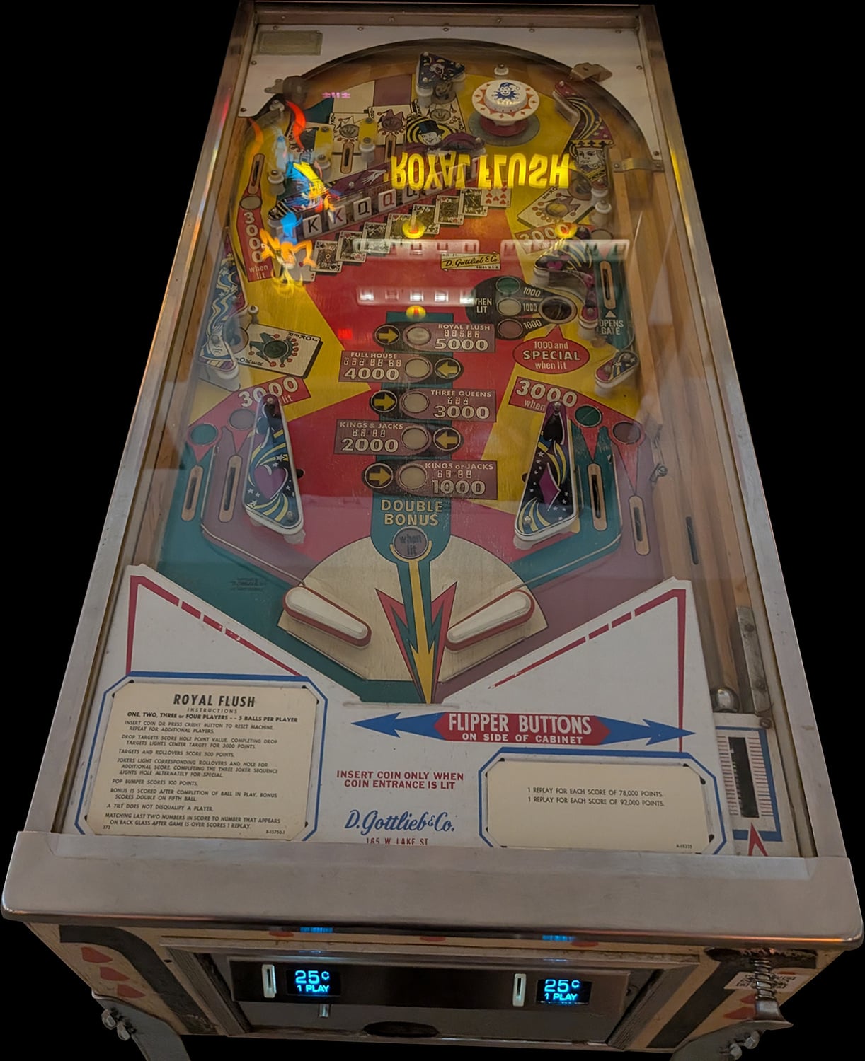 Royal Flush / Card Whiz Pinball Machine (1976) by D. Gottlieb & Co.