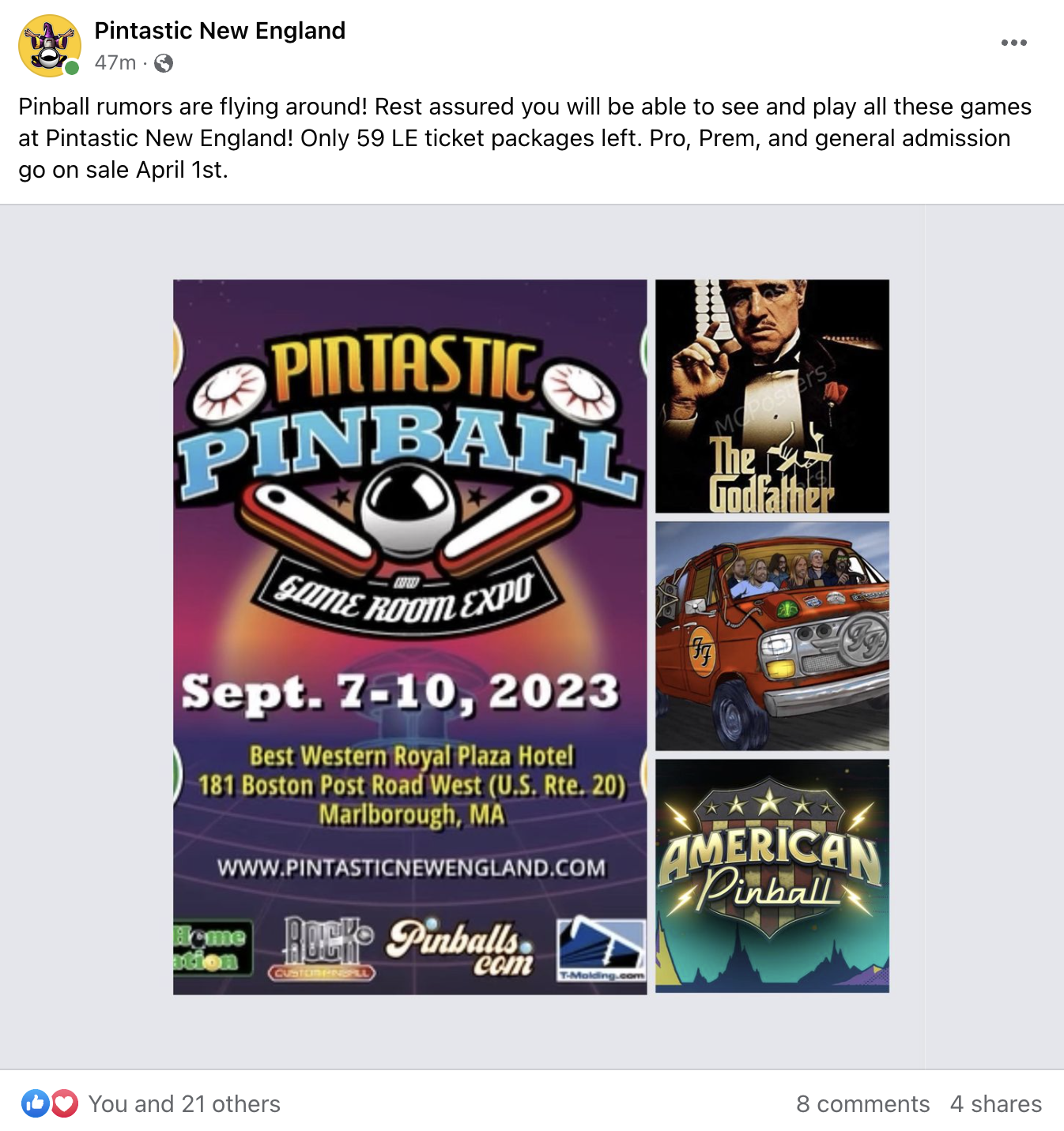 Pintastic Pinball Game Room Expo poster with event details and themed pinball games