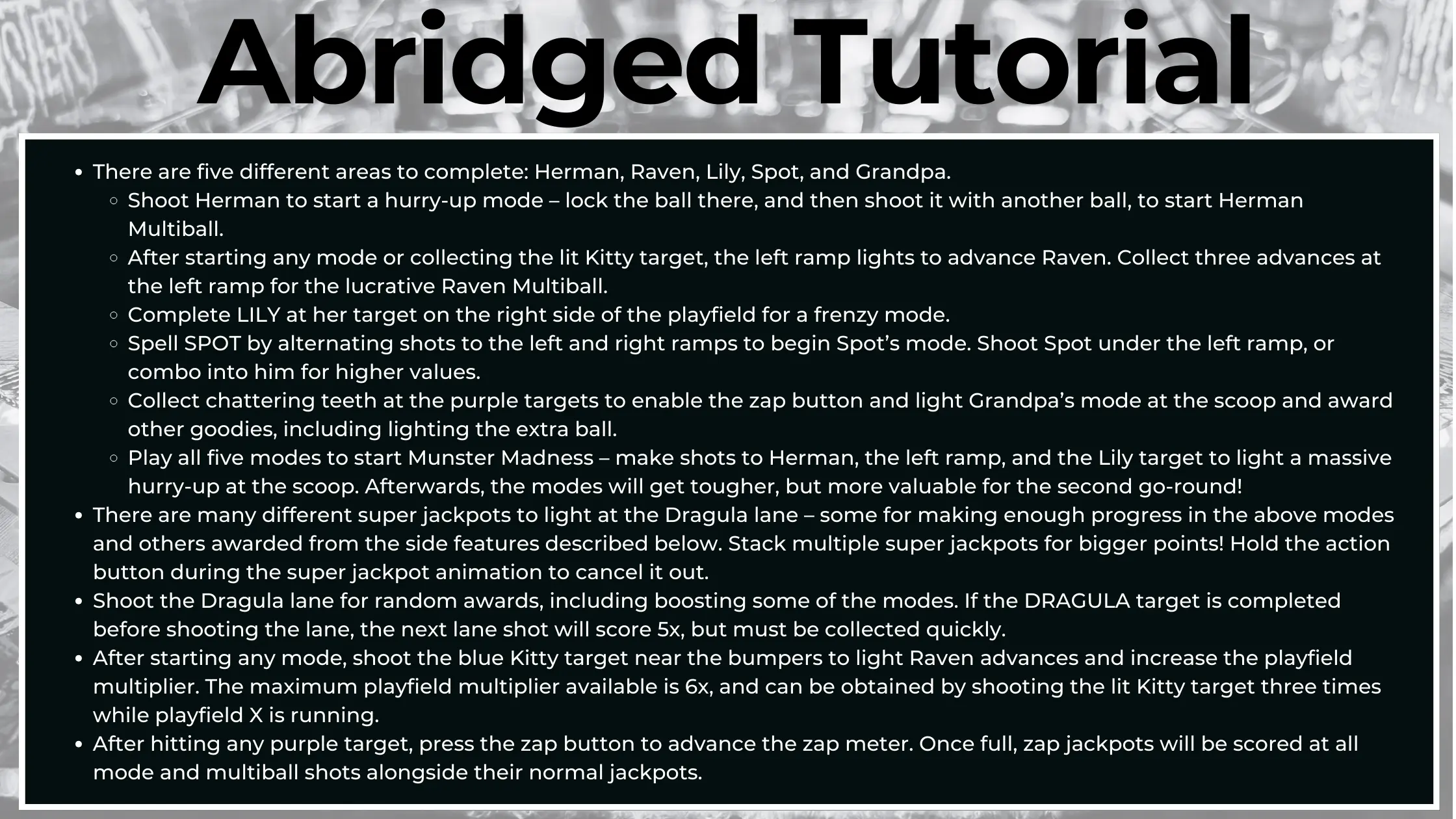 munsters pinball abridged tutorial